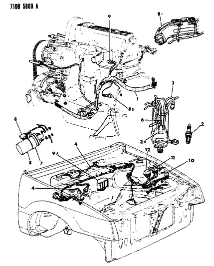1987 Dodge Shadow Wiring - Engine - Front End & Related Parts Diagram