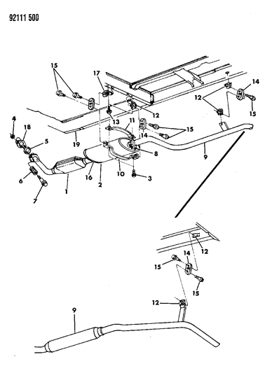 1992 Chrysler Town & Country Exhaust System Diagram 2