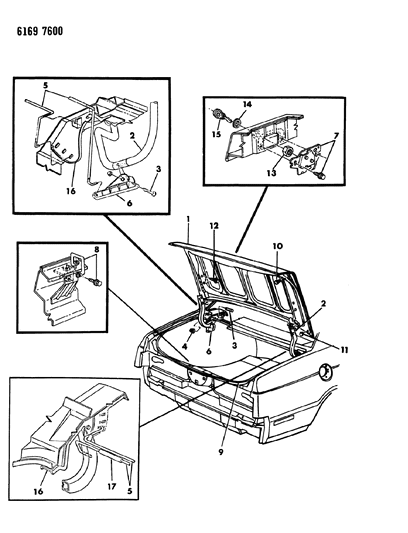 1986 Chrysler New Yorker Deck Lid Diagram