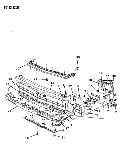 1990 Chrysler Imperial Fascia, Bumper Front Diagram 1