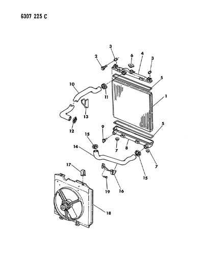 1987 Dodge Dakota Radiator & Related Parts Diagram 1