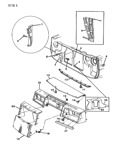 1985 Chrysler LeBaron Base Grille & Related Parts Diagram 1