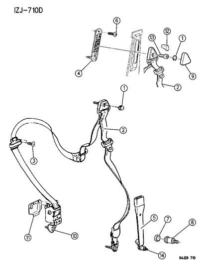 1996 Jeep Grand Cherokee Seat Belt-Inner Diagram for 5EB56RV4