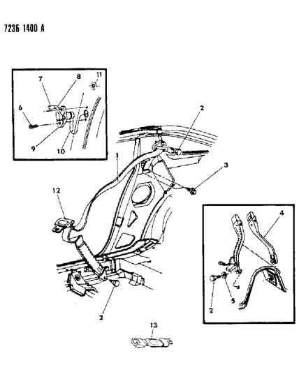 1987 Dodge Daytona Belt - Front Seat Lap And Shoulder Diagram