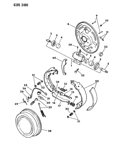 1986 Chrysler Fifth Avenue Brakes, Rear Diagram