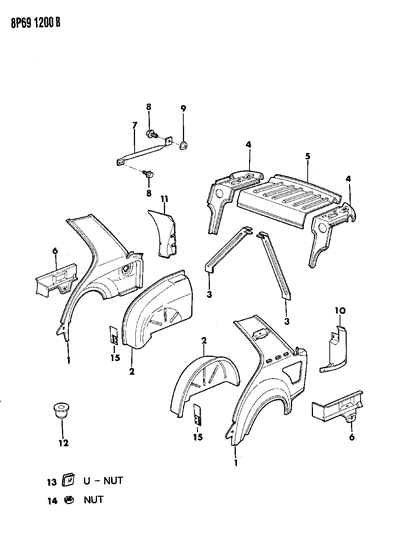 1990 Dodge Monaco Panel-Assembly-Quarter Inner&W/HSE Outer Diagram for 4534142