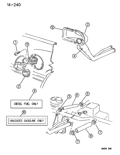 1994 Dodge Ram 3500 Filler Tube, Fuel Tank Diagram