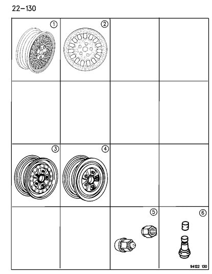 1995 Chrysler LeBaron Wheels & Hardware Diagram