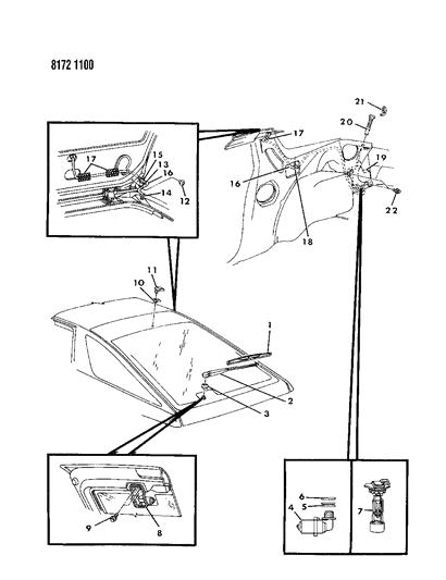 1988 Dodge Daytona Liftgate Wiper & Washer System Diagram