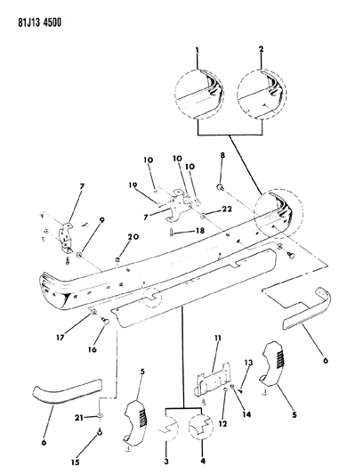 1984 Jeep J20 Bumper, Front Diagram