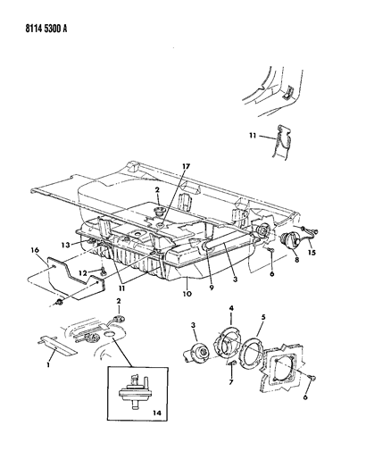 1988 Chrysler Fifth Avenue Fuel Tank & Fuel Filler Diagram