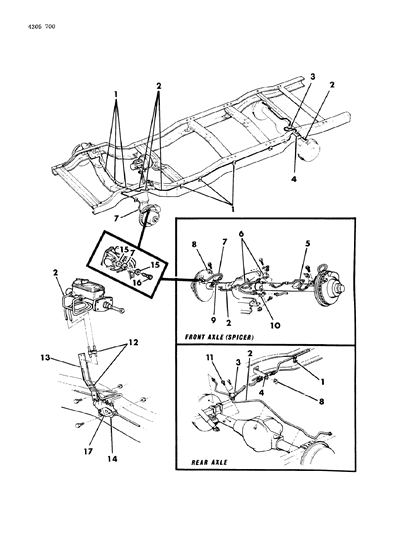 1984 Dodge W250 Lines & Hoses, Brake Diagram