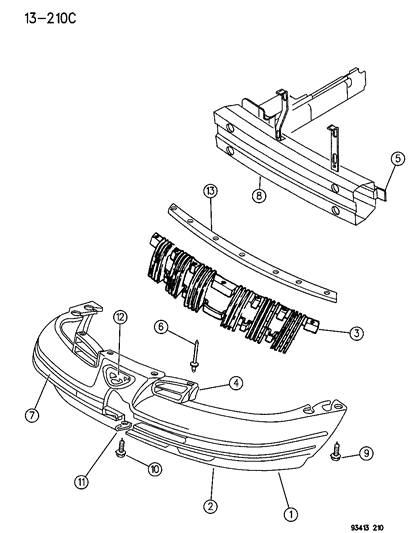 1994 Dodge Intrepid Fascia, Front Diagram