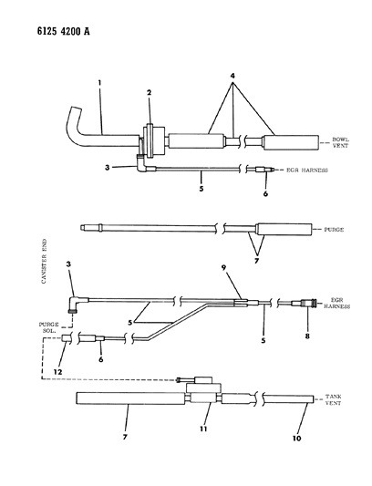 1986 Dodge Caravan Vapor Canister Hose Harness Diagram 4