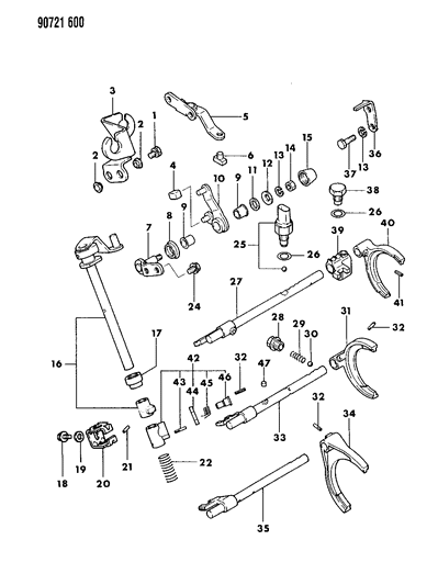 1990 Dodge Colt Control, Shift Diagram 2