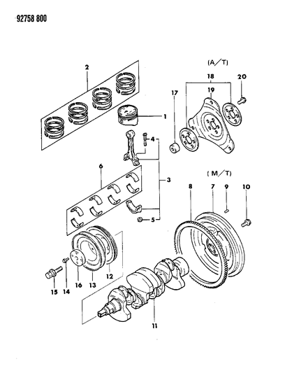 1993 Dodge Colt Crankshaft & Piston Diagram 2