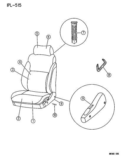 1996 Dodge Neon HEADREST-Front St Right & Left Diagram for LE03PF5