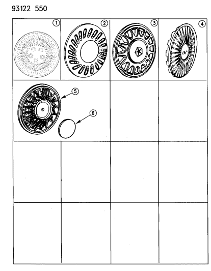 1993 Chrysler New Yorker Salon Covers, Wheel Diagram