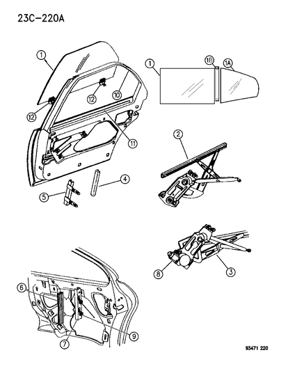 1994 Chrysler Concorde Rear Door Window Regulator Diagram for 4756448