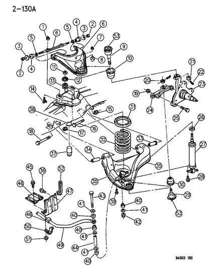 1994 Dodge Dakota Clamp-SWAY Bar Diagram for 52087865