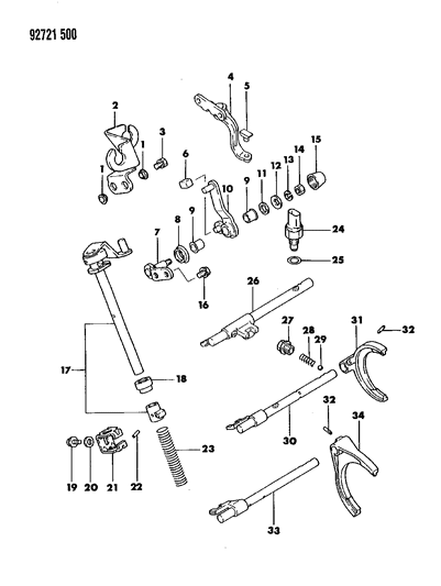 1993 Dodge Colt Control, Shift Diagram 2