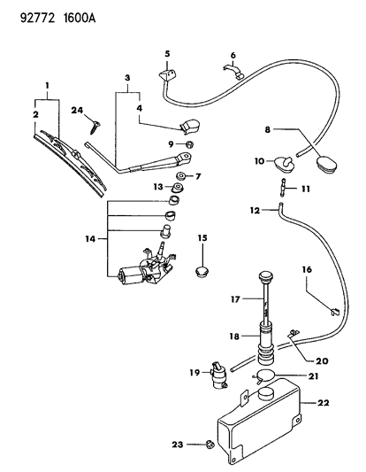 1993 Dodge Stealth Rear Wiper & Washer Diagram