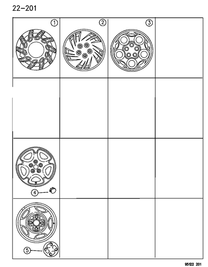 1995 Dodge Neon Caps & Covers, Wheel Diagram