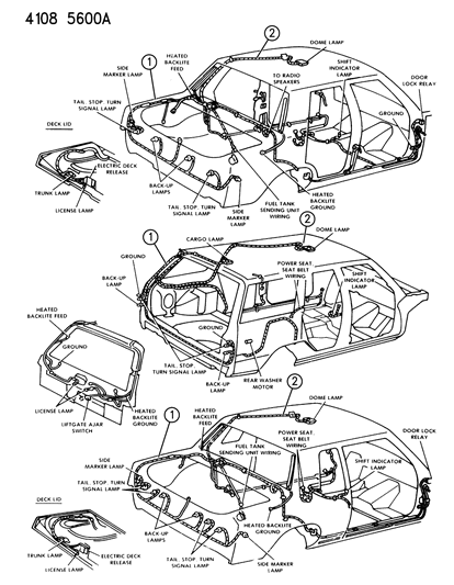 1984 Dodge 600 Convertible & Coupe Wiring - Body & Accessories Diagram 2