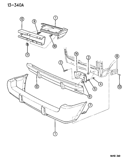 1995 Dodge Grand Caravan Fascia, Rear Diagram