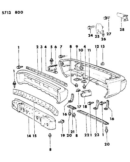 1985 Dodge Colt Bumper, Rear Diagram 1