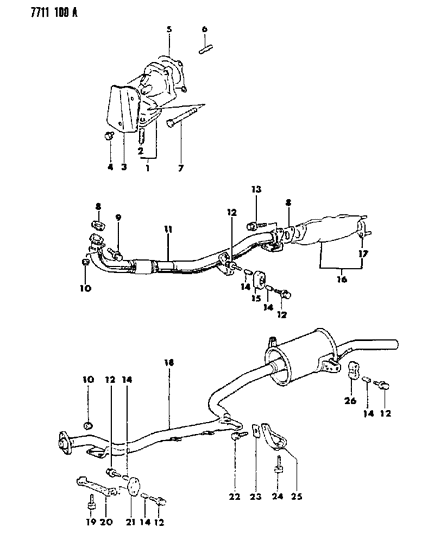 1987 Dodge Colt Exhaust System Diagram 1