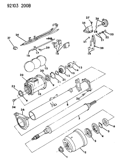 1992 Dodge Caravan Torque Tube Assembly Diagram