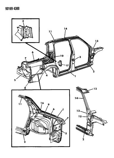 1990 Chrysler LeBaron Sedan Aperture Panel Diagram