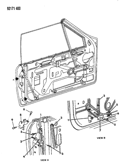 1992 Dodge Shadow Door, Front Diagram 2