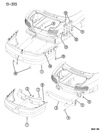 1996 Chrysler Sebring Convertible Fascia, Rear Diagram