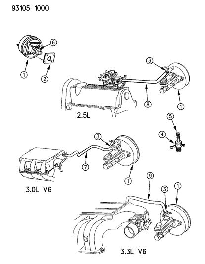 1993 Dodge Caravan Booster, Power Brake Diagram