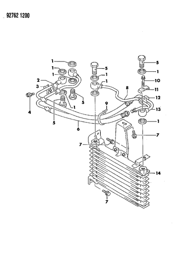 1992 Dodge Stealth Oil Cooler & Tubes Diagram