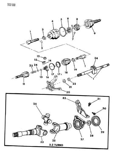 1985 Chrysler Town & Country Shaft - Front Drive Diagram 1