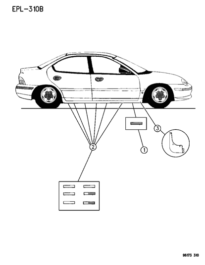 1996 Dodge Neon TAPESTRIP Anti Chip Diagram for 4797292