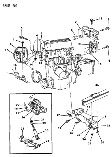 1992 Chrysler LeBaron Engine Mounting Diagram 1