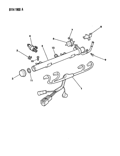 1988 Dodge Lancer Fuel Rail & Related Parts Diagram 2