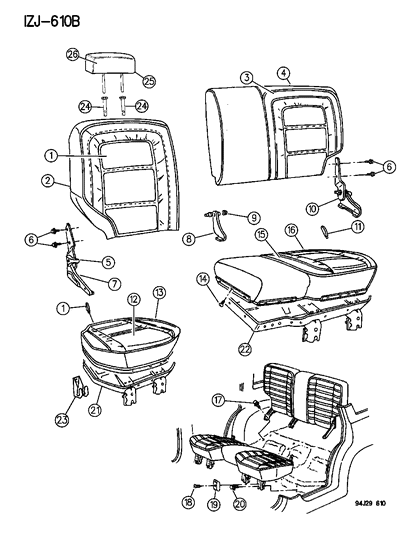 1995 Jeep Grand Cherokee Cushion A-Rear Seat Diagram for KJ73PF7