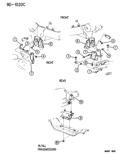 1996 Dodge Dakota Engine Mounting - Diagram 5