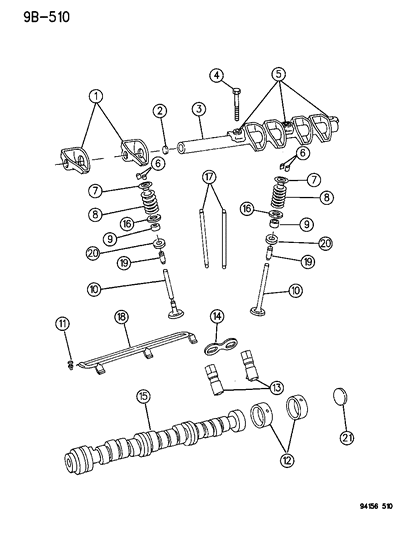 1994 Chrysler Town & Country Camshaft & Valves Diagram 3