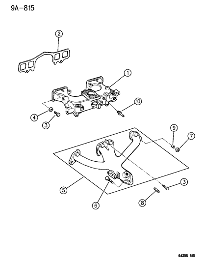 1996 Dodge Dakota Manifolds - Intake & Exhaust Diagram 1