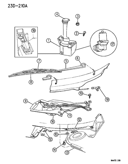 1996 Dodge Intrepid Motor-Washer, Windshield Diagram for 4863705
