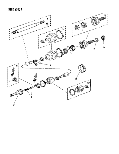 1989 Dodge Grand Caravan Shaft - Front Drive Diagram