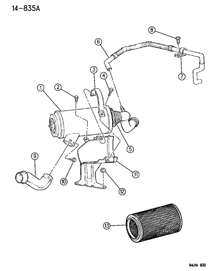 1996 Jeep Cherokee Air Cleaner Diagram 1