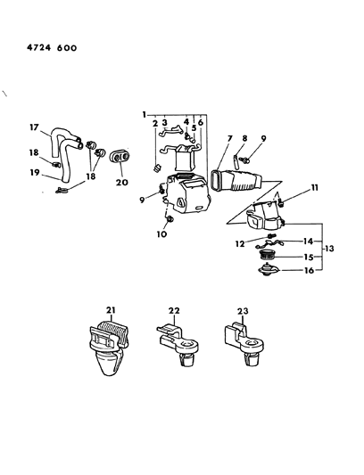 1984 Chrysler Conquest Heater Unit & Heater Plumbing Diagram