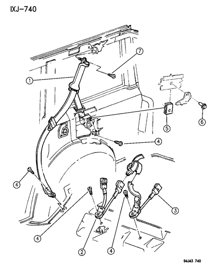 1995 Jeep Cherokee Buckle Asm Rear Seat RH Diagram for 5DN75PA8